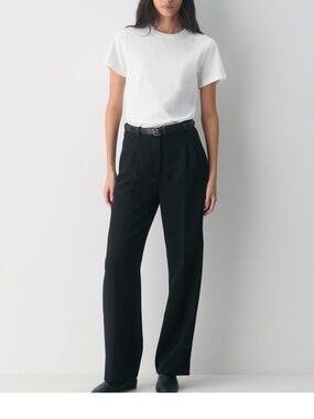 NWOT Aritzia Black High Waist Wide-Leg Pleated Wool Trousers Size 8
